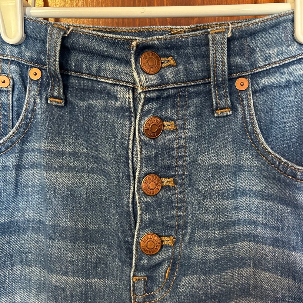 Madewell High Rise Button-Fly Straight Crop Jeans in Medium Blue - Picture 3 of 8